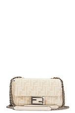 FWRD Renew Fendi Zucca Mama Baguette Shoulder Bag in Beige, view 1, click to view large image.