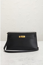 FWRD Renew Hermes Chevre B Stamp Kelly Handbag in Black, view 2, click to view large image.