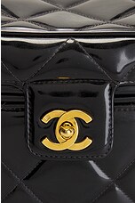 FWRD Renew Chanel Matelasse Enamel Heart Mirror Vanity Bag in Black, view 5, click to view large image.