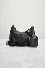 FWRD Renew Prada Reedition Shoulder Bag in Black, view 2, click to view large image.
