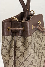 FWRD Renew Gucci GG Supreme Ophidia 2 Way Handbag in Brown, view 7, click to view large image.