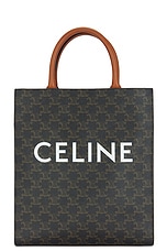 FWRD Renew Celine Vertical Cabas Tote Bag in Brown, view 1, click to view large image.