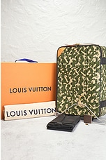 FWRD Renew Louis Vuitton Camouflage Carry Luggage in Green, view 10, click to view large image.