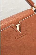 FWRD Renew Louis Vuitton Capucines MM Handbag in Brown, view 5, click to view large image.