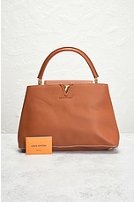 FWRD Renew Louis Vuitton Capucines Handbag in Brown, view 8, click to view large image.