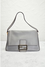 FWRD Renew Fendi Mama Leather Baguette Shoulder Bag in Grey, view 2, click to view large image.