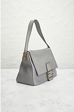 FWRD Renew Fendi Mama Leather Baguette Shoulder Bag in Grey, view 4, click to view large image.