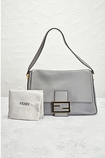 FWRD Renew Fendi Mama Leather Baguette Shoulder Bag in Grey, view 8, click to view large image.