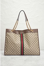 FWRD Renew Gucci GG Supreme Ophidia Chain Tote Bag in Beige, view 3, click to view large image.