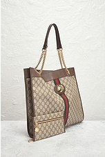 FWRD Renew Gucci GG Supreme Ophidia Chain Tote Bag in Beige, view 4, click to view large image.
