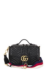 FWRD Renew Gucci GG Marmont 2 Way Shoulder Bag in Black, view 1, click to view large image.