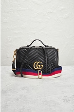 FWRD Renew Gucci GG Marmont 2 Way Shoulder Bag in Black, view 2, click to view large image.