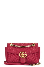 FWRD Renew Gucci GG Marmont Chain Shoulder Bag in Red, view 1, click to view large image.