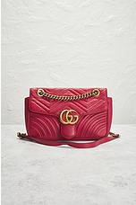 FWRD Renew Gucci GG Marmont Chain Shoulder Bag in Red, view 2, click to view large image.
