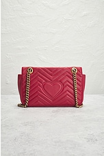 FWRD Renew Gucci GG Marmont Chain Shoulder Bag in Red, view 3, click to view large image.