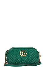 FWRD Renew Gucci GG Marmont Quilted Leather Shoulder Bag in Green, view 1, click to view large image.
