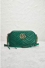FWRD Renew Gucci GG Marmont Quilted Leather Shoulder Bag in Green, view 2, click to view large image.