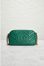 FWRD Renew Gucci GG Marmont Quilted Leather Shoulder Bag in Green, view 3, click to view large image.