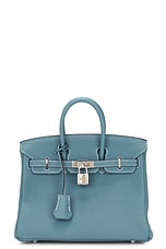 FWRD Renew Hermes Togo R Stamp Birkin 25 Handbag in Blue Jean, view 1, click to view large image.