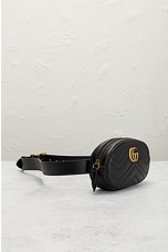 FWRD Renew Gucci Marmont Leather Waist Bag in Black, view 4, click to view large image.