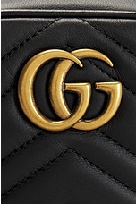 FWRD Renew Gucci Marmont Leather Waist Bag in Black, view 6, click to view large image.