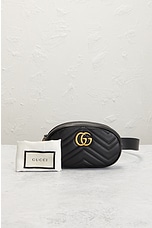 FWRD Renew Gucci Marmont Leather Waist Bag in Black, view 8, click to view large image.