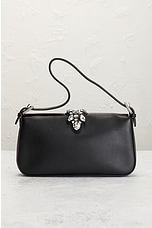 FWRD Renew Fendi Crystal Rhinestone Baguette Shoulder Bag in Black, view 3, click to view large image.