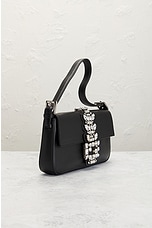 FWRD Renew Fendi Crystal Rhinestone Baguette Shoulder Bag in Black, view 4, click to view large image.