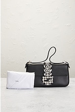 FWRD Renew Fendi Crystal Rhinestone Baguette Shoulder Bag in Black, view 9, click to view large image.