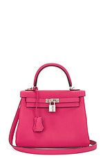 FWRD Renew Hermes Togo U Stamp Kelly 25 Handbag in Rose Mexico, view 1, click to view large image.