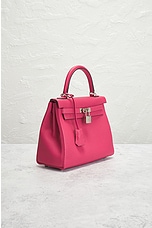 FWRD Renew Hermes Togo U Stamp Kelly 25 Handbag in Rose Mexico, view 4, click to view large image.