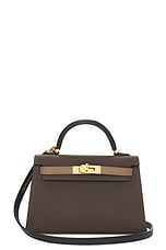 FWRD Renew Hermes Epsom B Stamp Mini Kelly Handbag in Etoupe, view 1, click to view large image.
