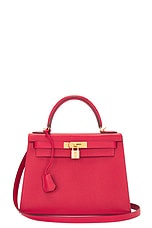 FWRD Renew Hermes Kelly 28 Handbag in Red, view 1, click to view large image.