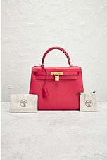 FWRD Renew Hermes Kelly 28 Handbag in Red, view 7, click to view large image.