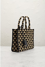 FWRD Renew Prada Symbole Embroidered Tote Bag in Beige, view 4, click to view large image.