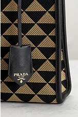 FWRD Renew Prada Symbole Embroidered Tote Bag in Beige, view 7, click to view large image.