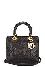 FWRD Renew Dior Lady Lambskin Handbag in Black, view 1, click to view large image.