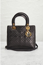FWRD Renew Dior Lady Lambskin Handbag in Black, view 2, click to view large image.