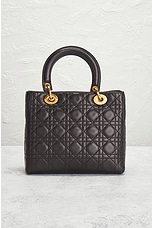 FWRD Renew Dior Lady Lambskin Handbag in Black, view 3, click to view large image.