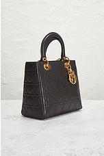 FWRD Renew Dior Lady Lambskin Handbag in Black, view 4, click to view large image.