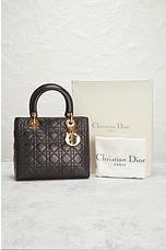 FWRD Renew Dior Lady Lambskin Handbag in Black, view 8, click to view large image.