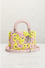 FWRD Renew Dior Lady Flower Motif 2 Way Handbag in Pink, view 2, click to view large image.