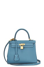 FWRD Renew Hermes Togo B Stamp Kelly 25 Handbag in Blue Jean, view 1, click to view large image.