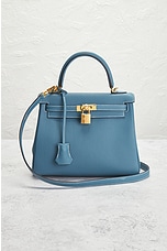 FWRD Renew Hermes Togo B Stamp Kelly 25 Handbag in Blue Jean, view 2, click to view large image.