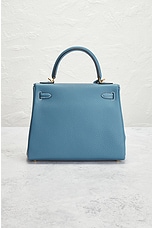 FWRD Renew Hermes Togo B Stamp Kelly 25 Handbag in Blue Jean, view 3, click to view large image.