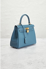 FWRD Renew Hermes Togo B Stamp Kelly 25 Handbag in Blue Jean, view 4, click to view large image.