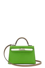 FWRD Renew Hermes Epsom B Stamp Mini Kelly Handbag in Yucca, view 1, click to view large image.