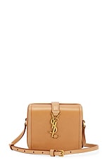 FWRD Renew Saint Laurent Mini Box Bag in Vintage Brown Gold, view 1, click to view large image.