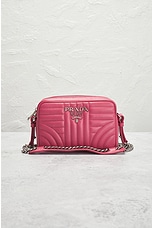 FWRD Renew Prada Diagramme Leather Chain Shoulder Bag in Pink, view 2, click to view large image.