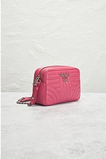 FWRD Renew Prada Diagramme Leather Chain Shoulder Bag in Pink, view 4, click to view large image.